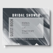 Moderne, schwarze und graue Pinselstriche Gästebuch (Vorderseite)