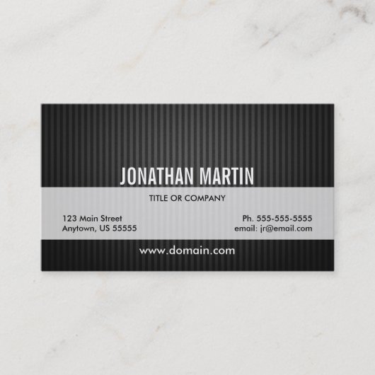 Moderne schwarze und graue Streifen Visitenkarte (Vorderseite)