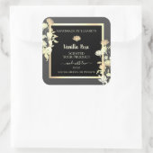 Moderne schwarze und graue Verpackungsmarken Gold Quadratischer Aufkleber (Tasche)