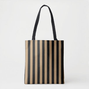 Moderne schwarze und kamelbraune Streifenmuster Tasche