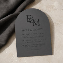 Moderne schwarze und kohlefarbene Bogen-Monogramm-