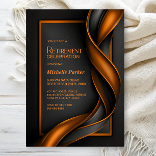 Moderne schwarze und orange Abschiedsparty Einladung