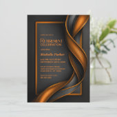 Moderne schwarze und orange Abschiedsparty Einladung (Stehend Vorderseite)