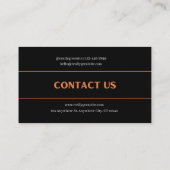Moderne schwarze und orange anpassbare QR-Code Vis Visitenkarte (Rückseite)