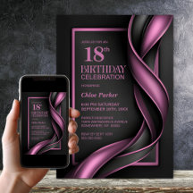 Moderne schwarze und rosa 18. Geburtstagsfeier