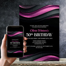 Moderne schwarze und rosa 50. Geburtstagsfeier