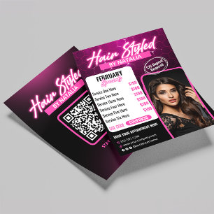 Moderne schwarze und rosa Haarsalon-Specials Flyer