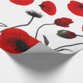 Moderne schwarze und rote Blumen und Blumenblätter Geschenkpapier (Ecke)