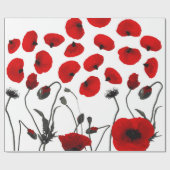 Moderne schwarze und rote Blumen und Blumenblätter Geschenkpapier (Flach)