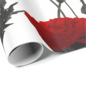 Moderne schwarze und rote Blumen und Blumenblätter Geschenkpapier (Rolleneckpunkt)