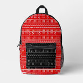 Moderne, schwarze und rote Stoffbekleidung Bedruckter Rucksack (Vorderseite)