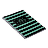 Moderne schwarze und schminkgrüne Streifen Notizblock (Rechte Seite)
