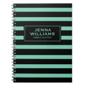 Moderne schwarze und schminkgrüne Streifen Notizblock (Vorderseite)
