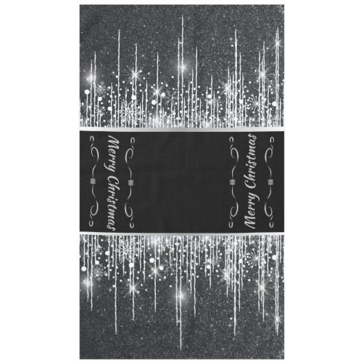 Moderne schwarze und silberne funkelnde "Frohe Wei Tischdecke (Vorderseite)