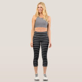  Moderne schwarze und silberne Glitter  Capri Leggings (Vorderseite)