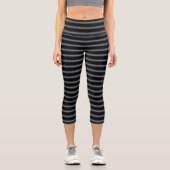  Moderne schwarze und silberne Glitter  Capri Leggings (Vorderseite)