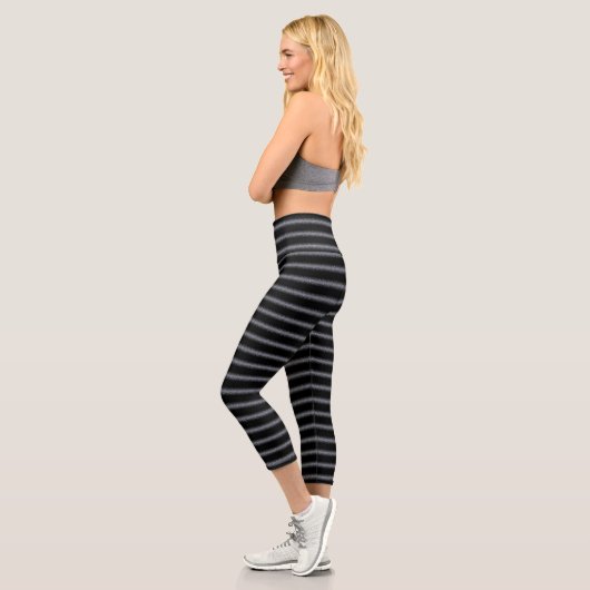  Moderne schwarze und silberne Glitter  Capri Leggings (Links)