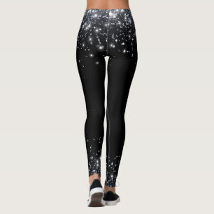  Moderne schwarze und silberne Glitter  Leggings