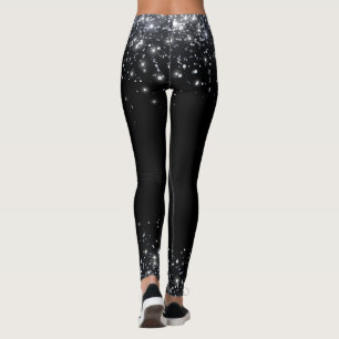 Moderne schwarze und silberne Glitter Leggings