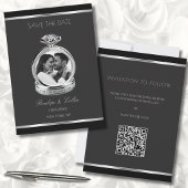 Moderne schwarze und silberne Ring-Foto-Save-the-D Save The Date