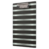 Moderne schwarze und silberne Streifen Klemmbrett (Links)