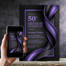 Moderne schwarze und violette 50. Geburtstagsfeier