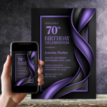 Moderne schwarze und violette 70. Geburtstagsfeier