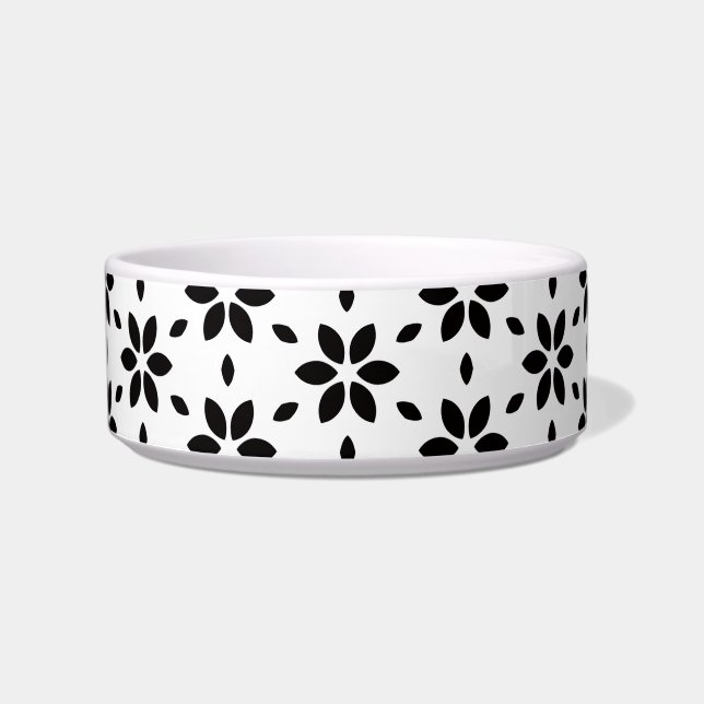 Moderne schwarze und weiße abstrakte florale Blüte Napf (Vorderseite)