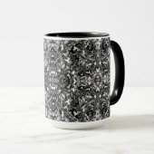 MODERNE, SCHWARZE UND WEISSE BAROCKE ORNAMENTAL TASSE (VorderseiteRechts)