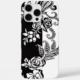 Moderne schwarze und weiße Blumen iPhone 16 Pro Ma Max Hülle