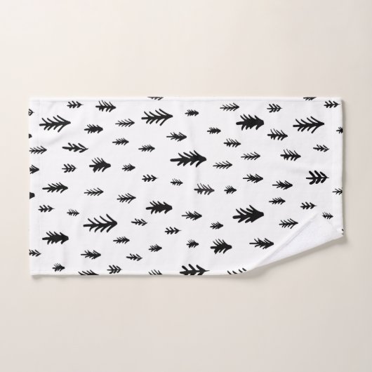 Moderne schwarze und weiße Doddle Weihnachtsbaumen Badhandtuch Set (Handtuch)