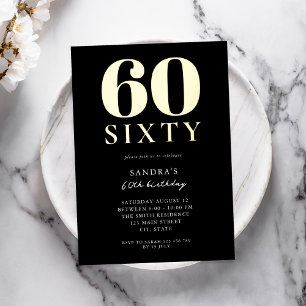 Moderne schwarze und weiße elegante 60. Geburtstag Folieneinladung