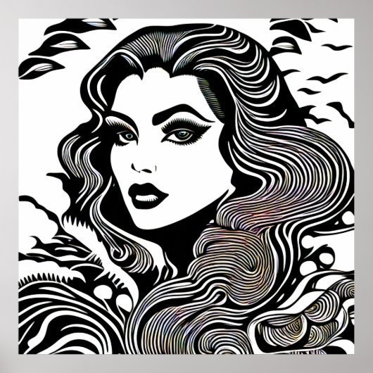 Moderne schwarze und weiße Frauen Poster (Vorne)