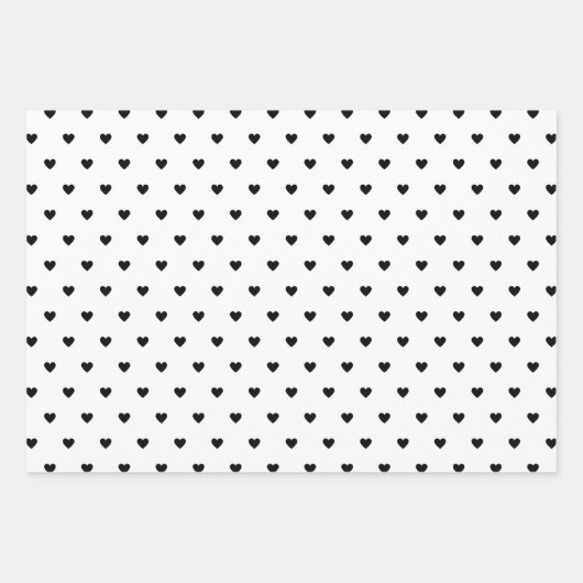 Moderne schwarze und weiße Herzstücke Streifen Pol Geschenkpapier Set (Vorderseite)