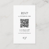 Moderne schwarze und weiße Hochzeits-RSVP-QR-Code Begleitkarte (Vorderseite)