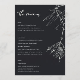 MODERNE SCHWARZE UND WEISSE LINIE ZEICHNEND BLUMEN MENÜKARTE