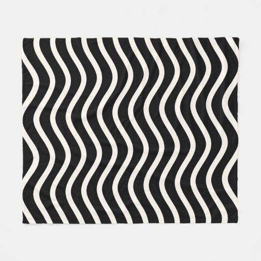 Moderne schwarze und weiße Linien und Streifen Fleecedecke (Vorderseite (Horizontal))