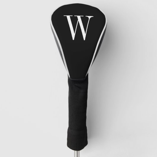 Moderne schwarze und weiße Monogrammanfangsbuchsta Golf Headcover (Vorderseite)
