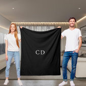 Moderne schwarze und weiße monogrammierte Initiale Fleecedecke