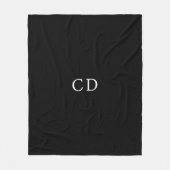 Moderne schwarze und weiße monogrammierte Initiale Fleecedecke (Vorderseite)