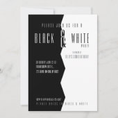 Moderne, schwarze und weiße Party Einladungen (Vorderseite)