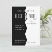 Moderne, schwarze und weiße Party Einladungen (Stehend Vorderseite)