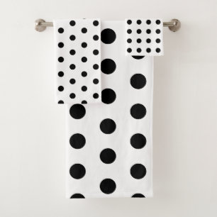 Moderne schwarze und weiße Polka-Punkte Badhandtuch Set