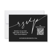Moderne schwarze und weiße QR-Code-Hochzeit RSVP