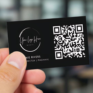Moderne schwarze und weiße QR-Code-Visitenkarte Visitenkarte