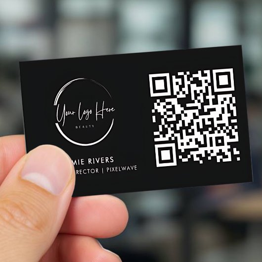 Moderne schwarze und weiße QR-Code-Visitenkarte Visitenkarte