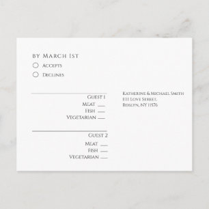 Moderne schwarze und weiße RSVP-Hochzeit Postkarte