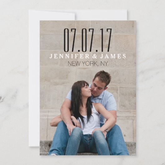 MODERNE SCHWARZE UND WEISSE SAVE THE DATE KARTE (Vorderseite)