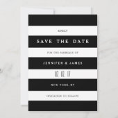 MODERNE SCHWARZE UND WEISSE SAVE THE DATE KARTE (Rückseite)