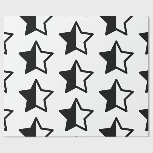 Moderne schwarze und weiße Sterne Geschenkpapier (Flach)